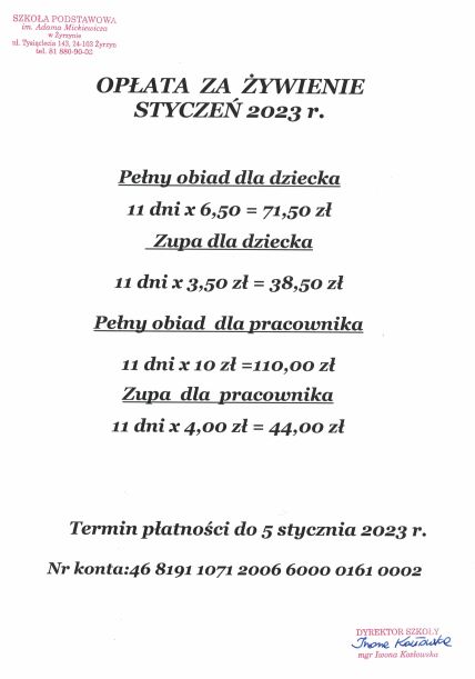 opłata styczeń1.01.2023